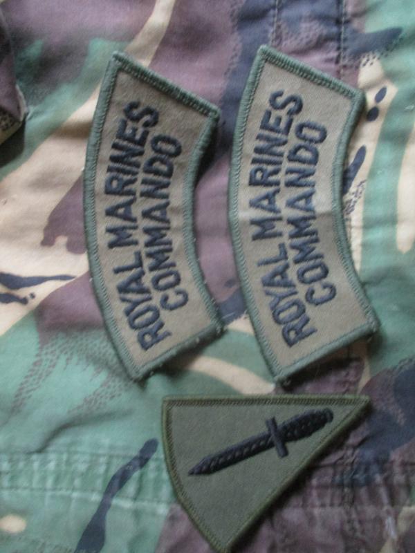 old skool ROYAL MARINES COMMANDO marine SHOULDER FLASH & DAGGER badge patch