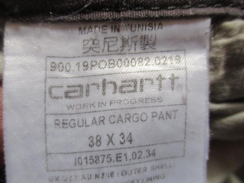 CARHARTT USA US BDU M65 regular Aviation CARGO COMBAT TROUSERS wolf grey 38 X 24