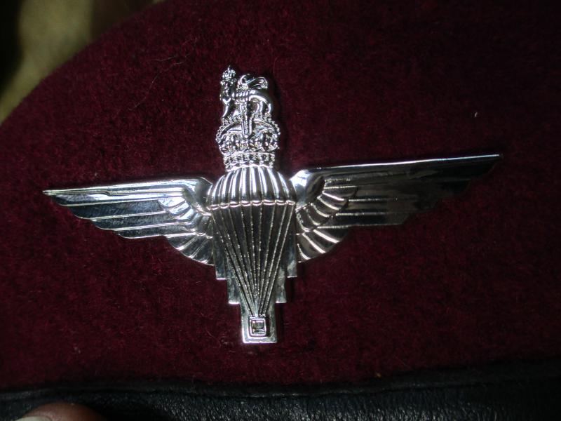 genuine PARACHUTE REGIMENT AIRBORNE MAROON BERET leather band SHAPED used 58cm M