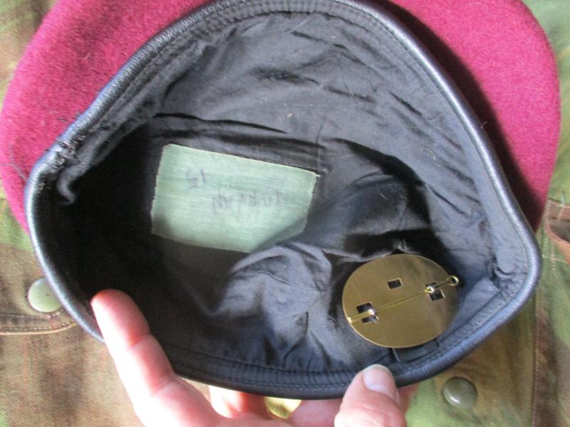 genuine PARACHUTE REGIMENT AIRBORNE MAROON BERET leather band SHAPED used 58cm M
