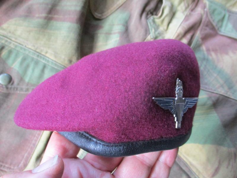 genuine PARACHUTE REGIMENT AIRBORNE MAROON BERET leather band SHAPED used 58cm M