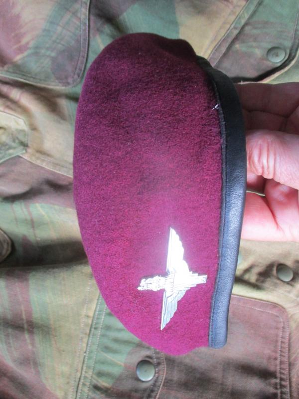 genuine PARACHUTE REGIMENT AIRBORNE MAROON BERET leather band SHAPED used 58cm M