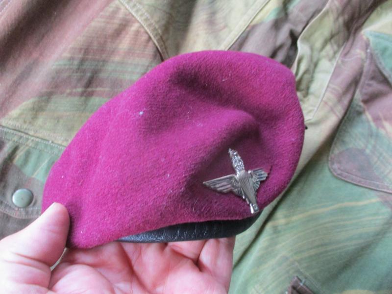 genuine PARACHUTE REGIMENT AIRBORNE MAROON BERET leather band SHAPED used 58cm M