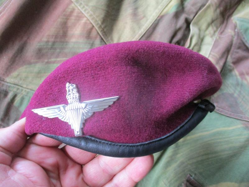 genuine PARACHUTE REGIMENT AIRBORNE MAROON BERET leather band SHAPED used 58cm M