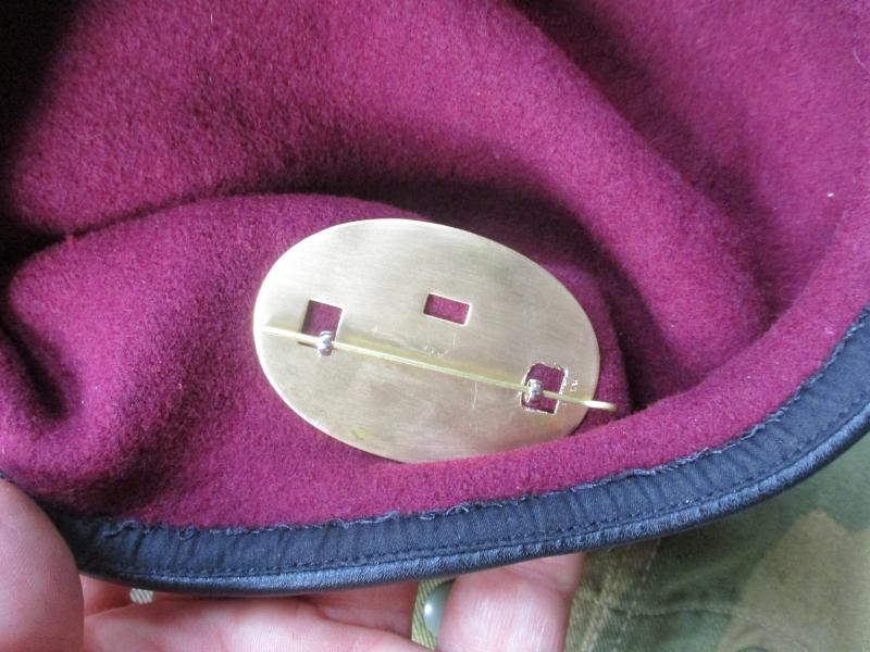 genuine PARACHUTE REGIMENT AIRBORNE MAROON BERET leather band SHAPED used 58cm M