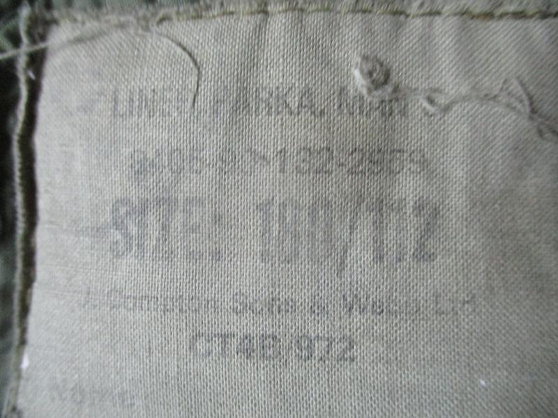 ORIGINAL BRITISH ARMY 1968 68 falklands war issue DPM ARCTIC PARKA LINER 180/112