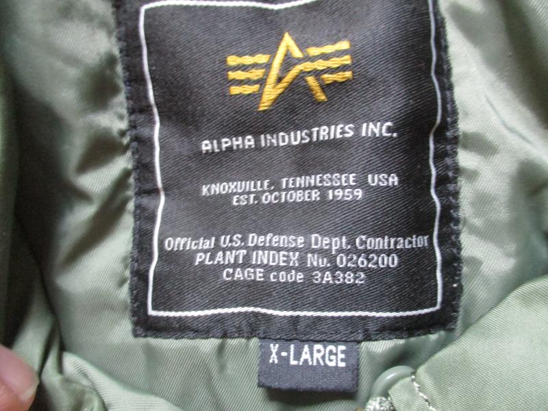 GENUINE ALPHA INDUSTRIES USAF USA B15 B-15 ma1 bomber pilot JACKET COAT GREEN XL
