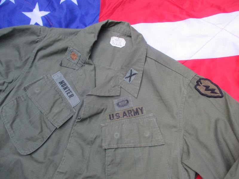 1969 VIETNAM WAR US ARMY SLANT POCKET combat JACKET OG107 GREEN 25TH INFANTRY airborne artillery OFFICER MR