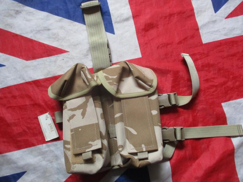 HM SUPPLIES OLD SKOOL WEBBING Desert dpm ddpm DROP LEG double plce mag / ammo POUCH POUCH NEW