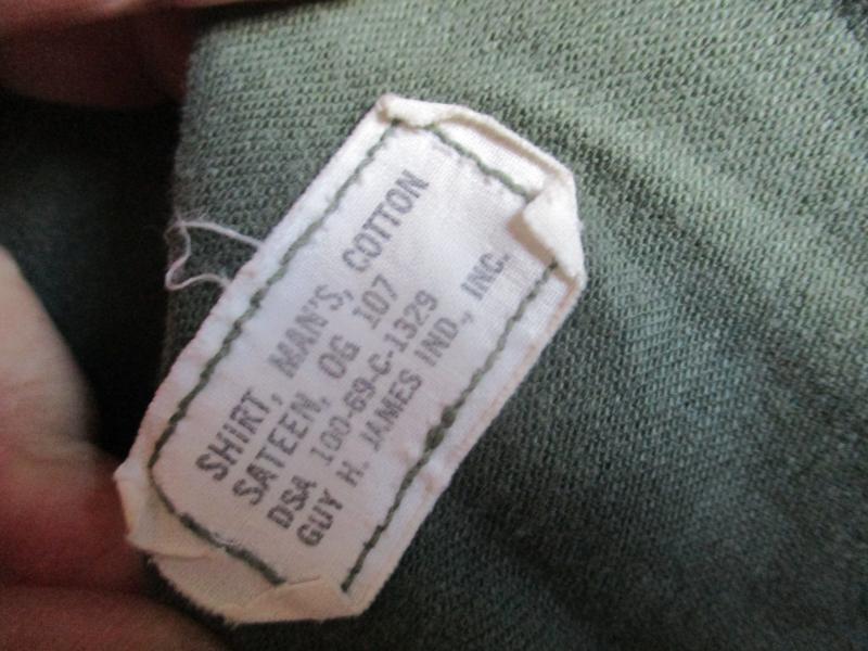 ORIGINAL 1969 US ARMY Vietnam War OG 107 UTILITY COTTON SATEEN SHIRT 15 1/2X31