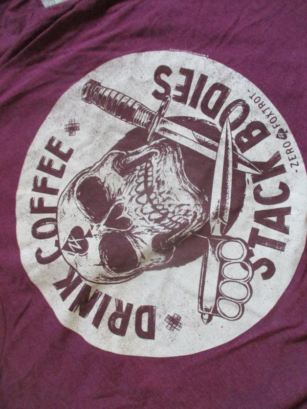 ZERO FOXTROT drink coffee stack bodies T SHIRT airborne maroon LARGE