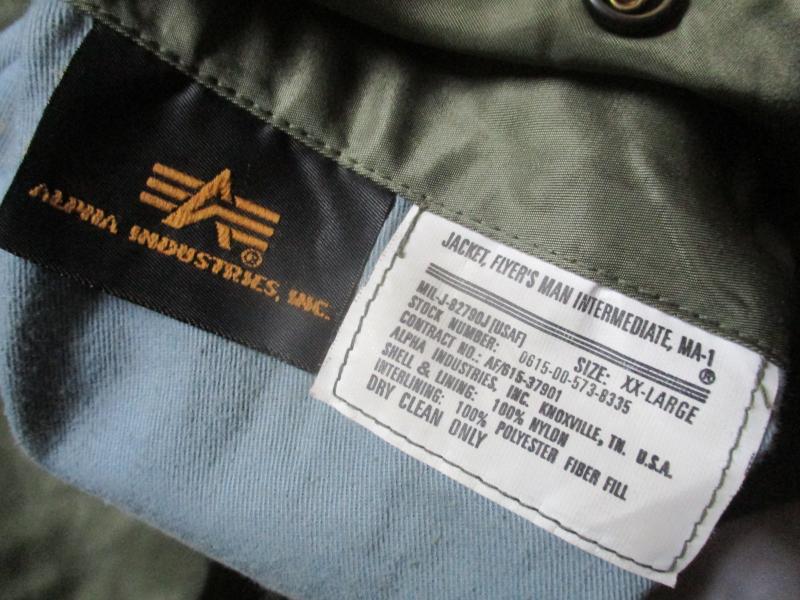 REAL ORIGINAL ALPHA INDUSTRIES USA MA1 bomber pilot JACKET COAT usaf green XXL