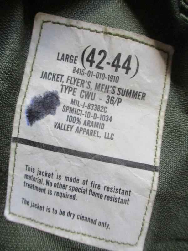 GENUINE US AIR FORCE USAF issue USA CWU 36/P bomber pilot JACKET COAT GREEN 42 44 large